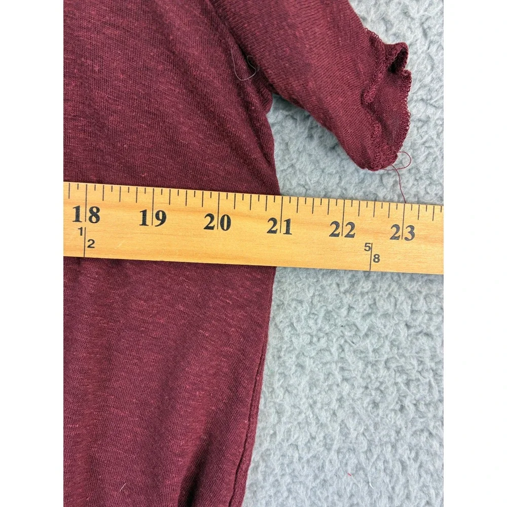 Free People Cold Shoulder Cutout T-Shirt Womens S Burgundy Short Sleeve Boho